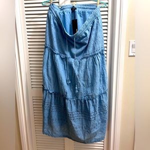 NWT denim eyelet maxi skirt
